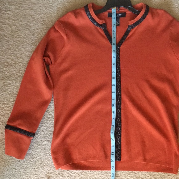 Pumpkin orange sweater with faux leather detail - Picture 4 of 5